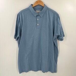 COASTAORO Mens Size XL Blue Polo Shirt Short Sleeve Button Up Casual Golf Top